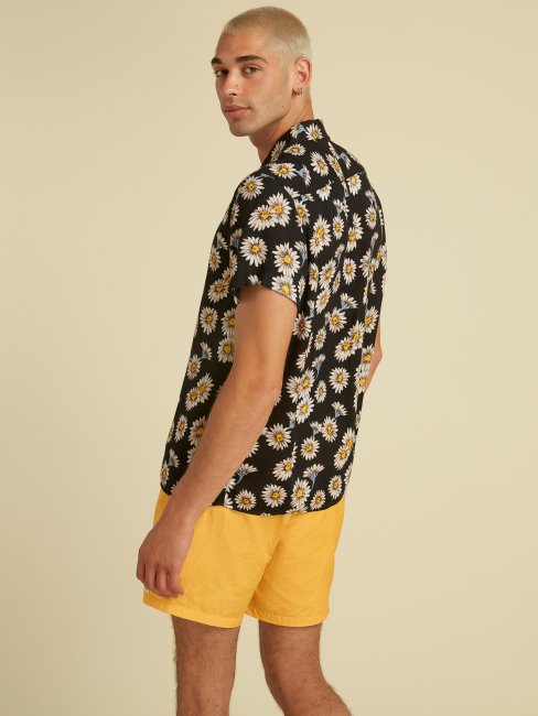 Chemise Noire Imprimé Fleuri All-over Guess