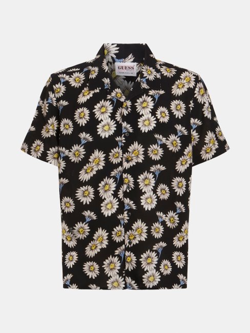 Chemise Noire Imprimé Fleuri All-over Guess