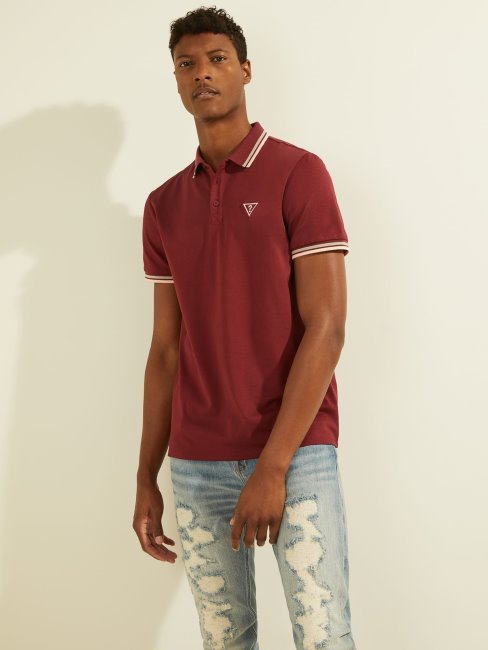 Guess Polo Triangle Logo Bordeaux