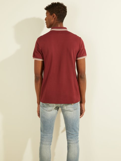 Guess Polo Triangle Logo Bordeaux
