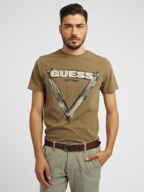 Tee Shirt Logo Triangle Vert Guess
