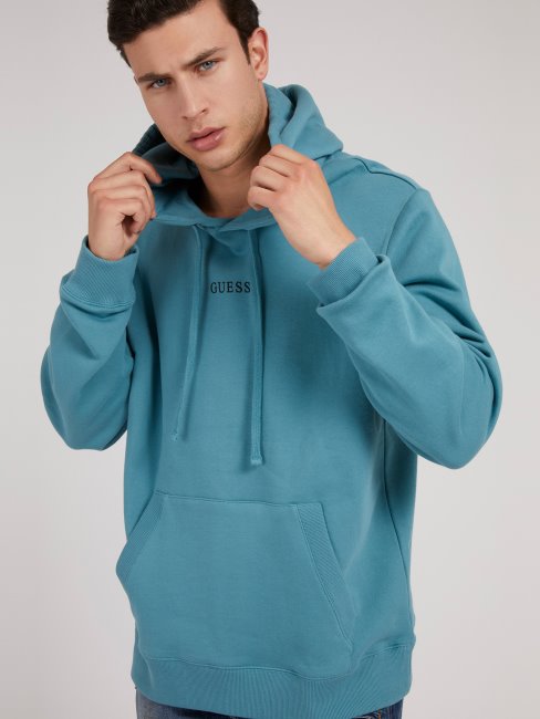 Sweat Bleu Clair à Capuche Logo Guess