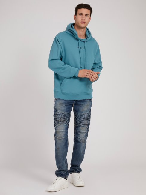 Sweat Bleu Clair à Capuche Logo Guess