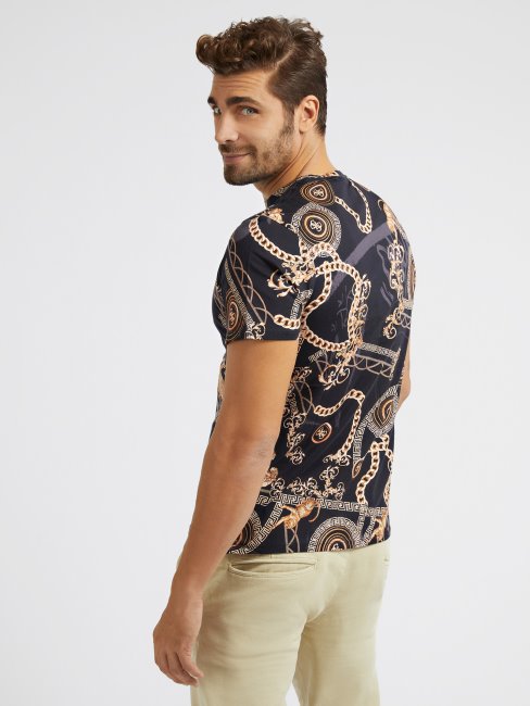 T-shirt Guess Noir Multi Imprimé Baroque