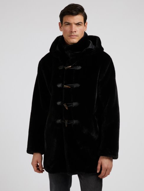 Duffle-coat En Fausse Fourrure Noir Guess