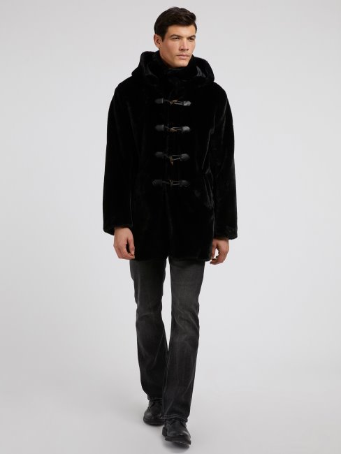 Duffle-coat En Fausse Fourrure Noir Guess