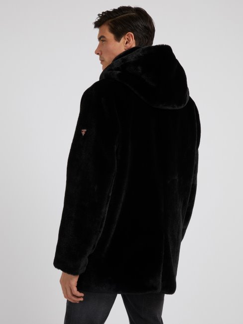 Duffle-coat En Fausse Fourrure Noir Guess