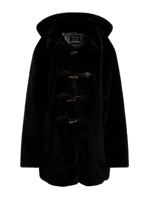 Duffle-coat En Fausse Fourrure Noir Guess