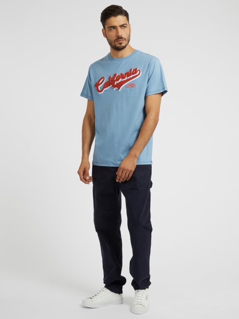 T-shirt Bleu Broderie Devant Guess