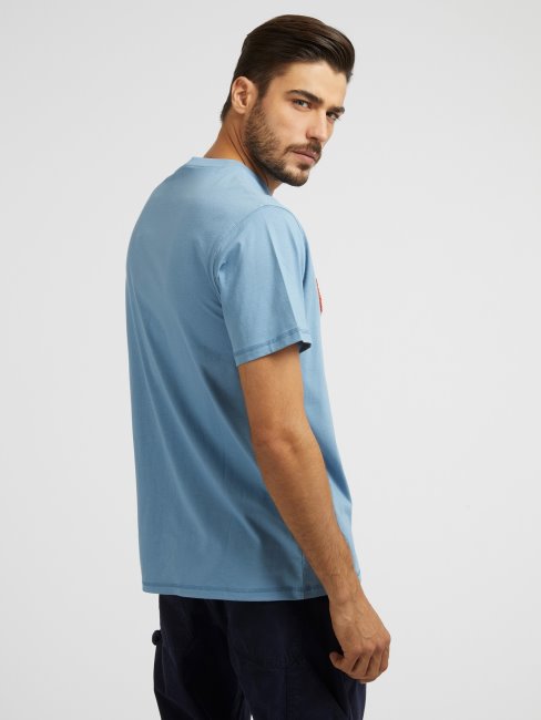 T-shirt Bleu Broderie Devant Guess