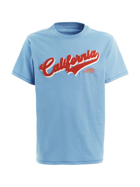 T-shirt Bleu Broderie Devant Guess