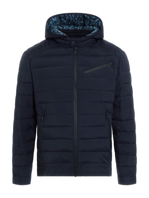 Doudoune Bleue En Nylon Stretch Technique Guess