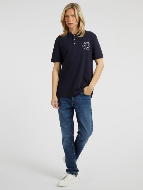 Polo Bleu Logo Brodé Guess