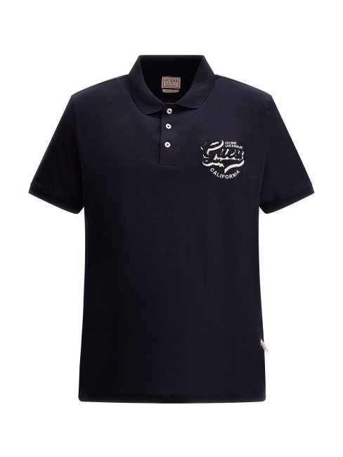 Polo Bleu Logo Brodé Guess