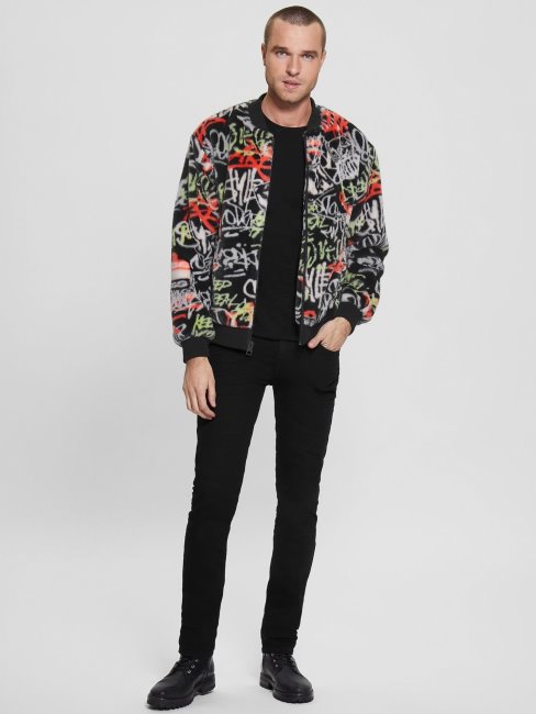 Bombardier Graffiti En Fausse Fourrure à Motif Multicolore Guess