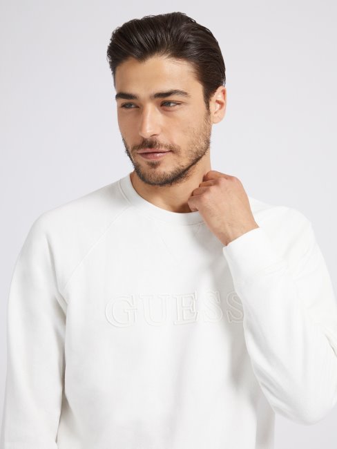 Sweat Logo Devant Guess Blanc Tendance