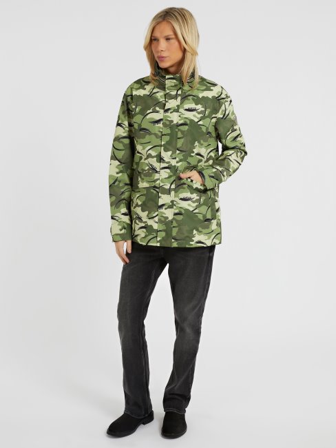Imperméable Camouflage Vert Guess