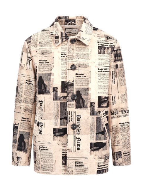 Guess Manteau En Faux Daim Imprimé Journal Motif Multicolore