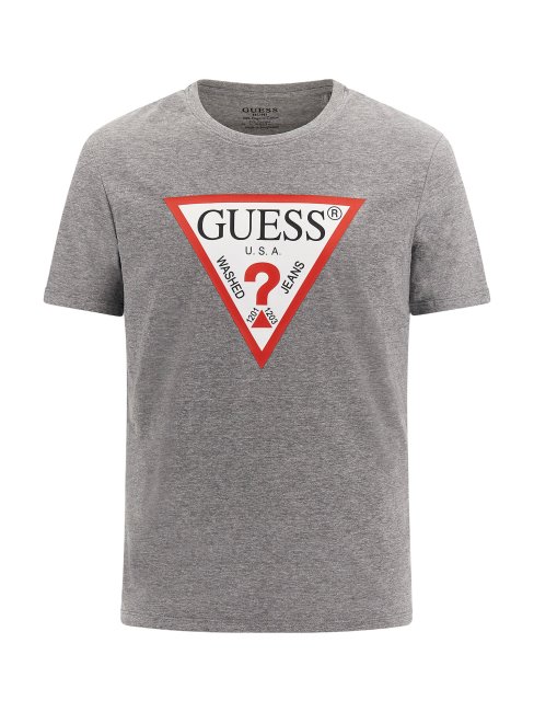 Tee Shirt Triangle Logo Gris Guess Nouvelle Tendance