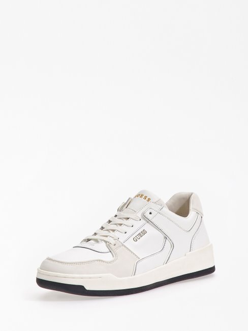 Baskets Basses Vicenza En Cuir Blanc Guess