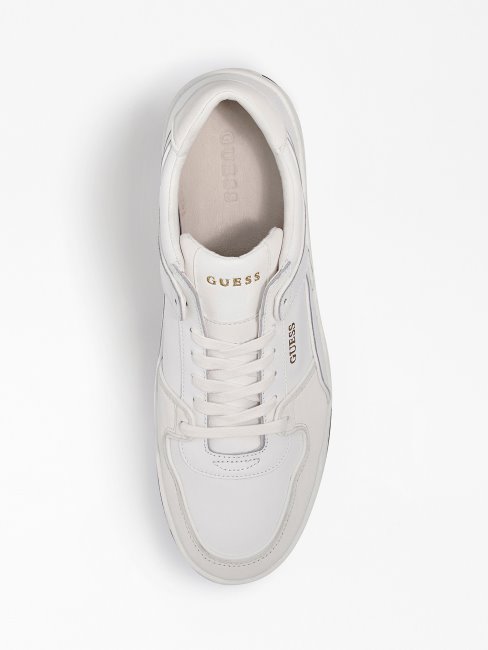 Baskets Basses Vicenza En Cuir Blanc Guess