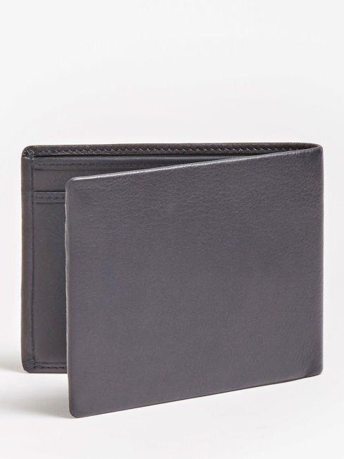 Portefeuille Bleu En Cuir Véritable New Boston Guess