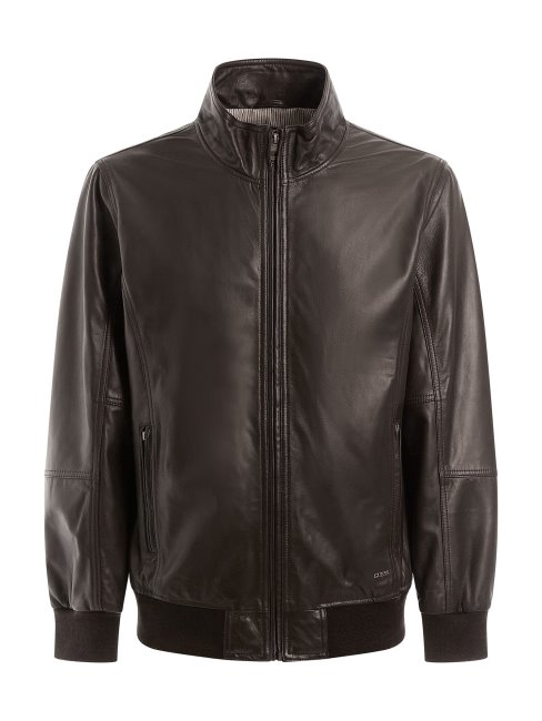 Guess Veste En Cuir Véritable Marron