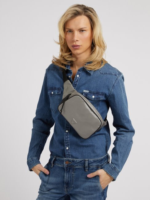 Sac Ceinture Guess Triangle Logo Certosa Tech Gris Multi