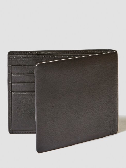 Portefeuille New Boston En Cuir Véritable Noir Guess