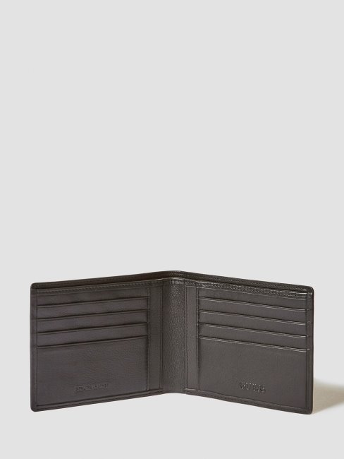 Portefeuille New Boston En Cuir Véritable Noir Guess