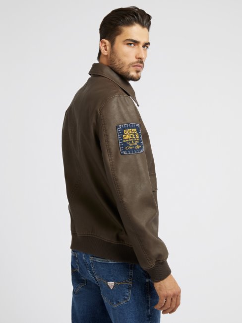 Veste Aviateur En Similicuir Marron Guess