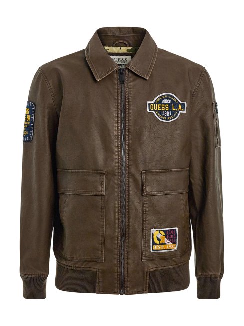 Veste Aviateur En Similicuir Marron Guess