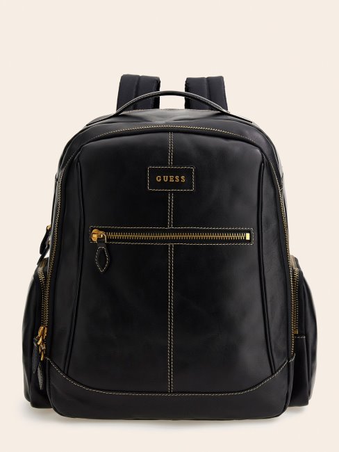 Sac à Dos En Cuir Véritable Lario Guess Noir