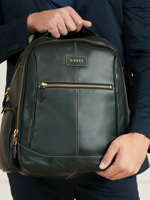 Sac à Dos En Cuir Véritable Lario Guess Noir