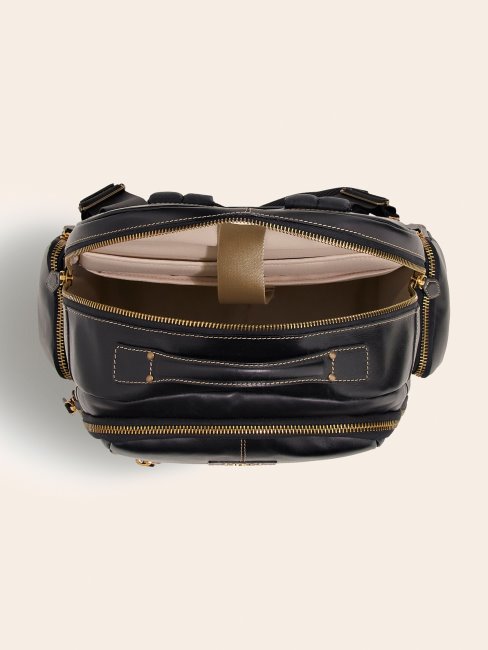 Sac à Dos En Cuir Véritable Lario Guess Noir