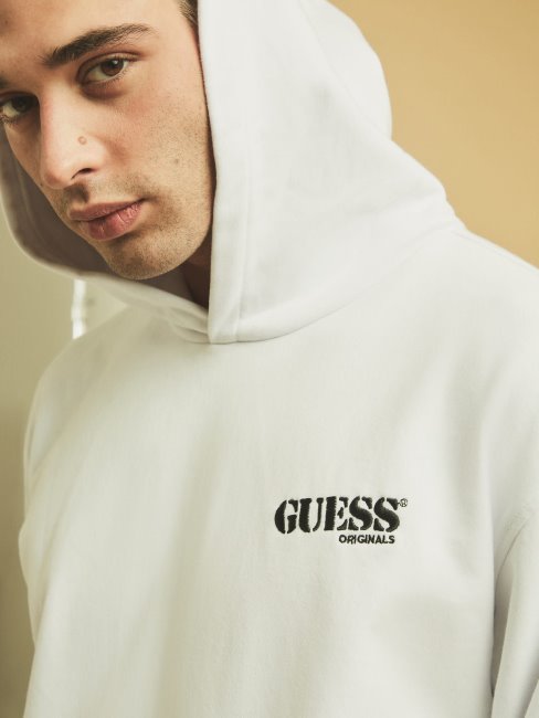 Sweat à Capuche Logo Guess Blanc