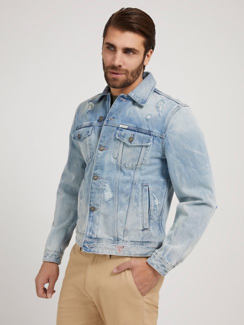 Veste En Jean Bleu Regular Fit Guess New Trend