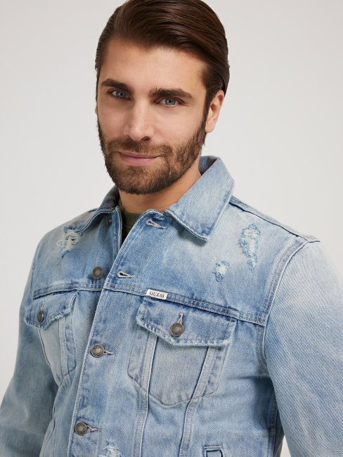 Veste En Jean Bleu Regular Fit Guess New Trend