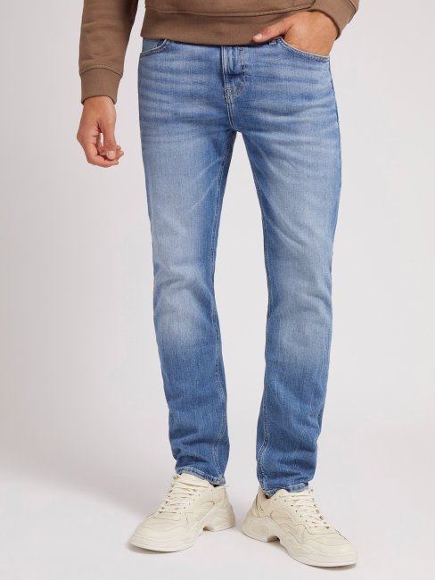 Pantalon Denim Coupe Slim Bleu Tendance Guess