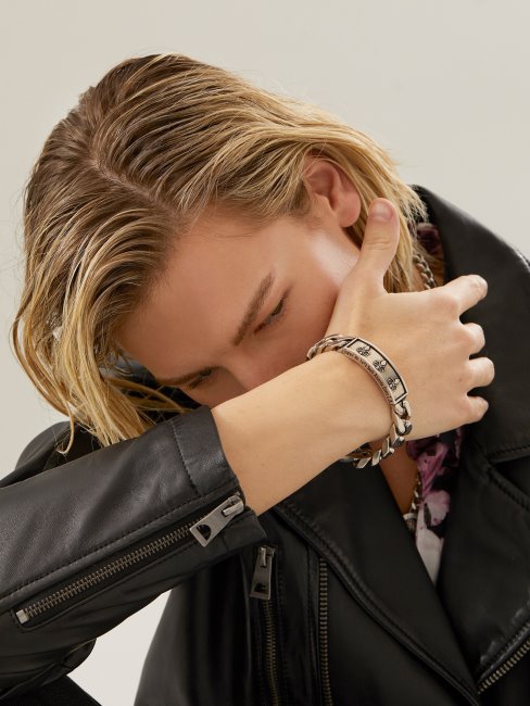 Bracelet Chevalier Fleur' ​​argent Guess