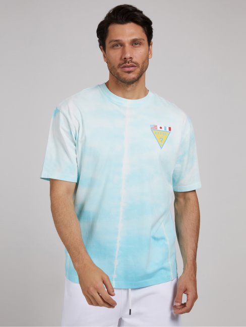 T-shirt Bleu à Logo Drapeau Bleu Multi Tie-dye