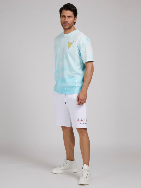 T-shirt Bleu à Logo Drapeau Bleu Multi Tie-dye