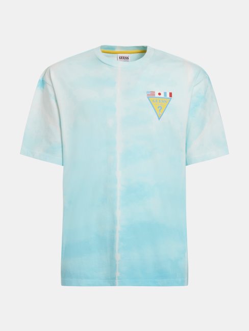 T-shirt Bleu à Logo Drapeau Bleu Multi Tie-dye