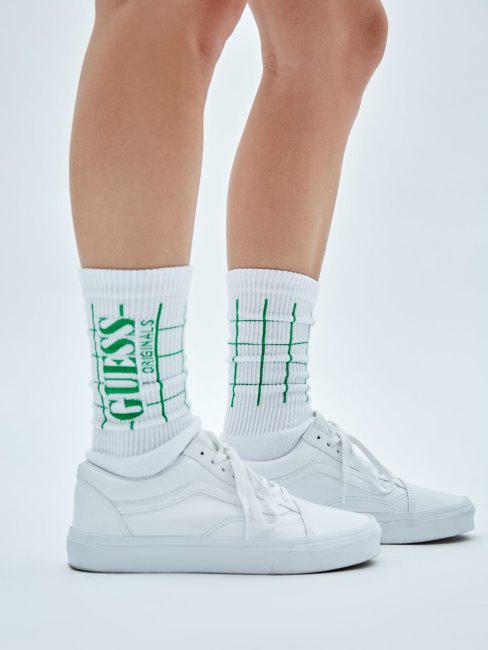 Chaussettes à Logo Imprimé Blanc Multi Guess