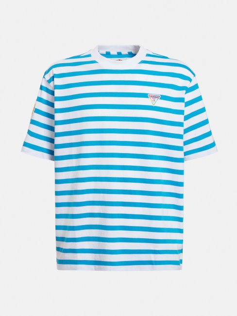 Tee Shirt Guess Nuances De Bleu à Rayures