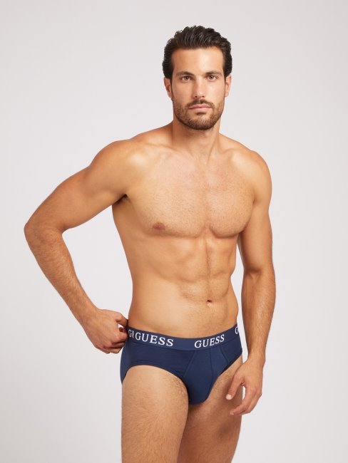 Lot De 3 Slips Guess Bleus Avec Logo