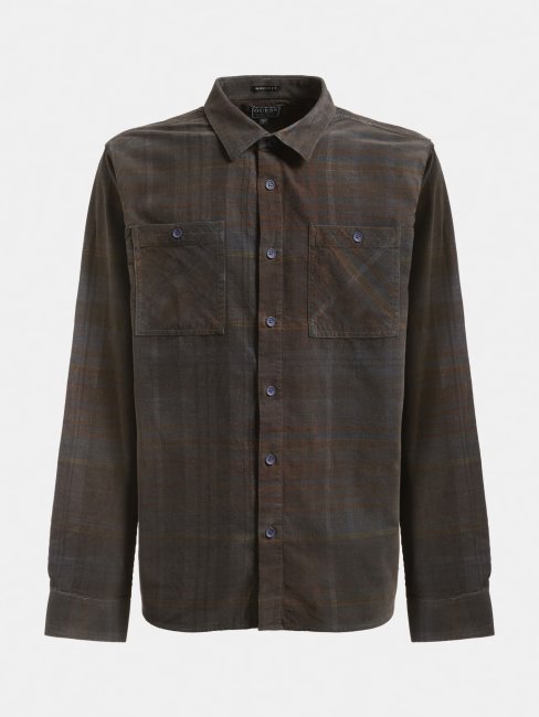 Chemise Marron à Carreaux Multi Macro Guess