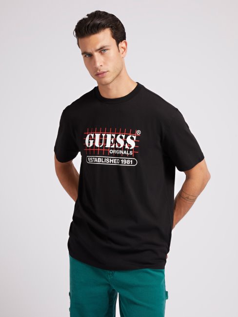 Tee Shirt Noir Logo Devant Guess