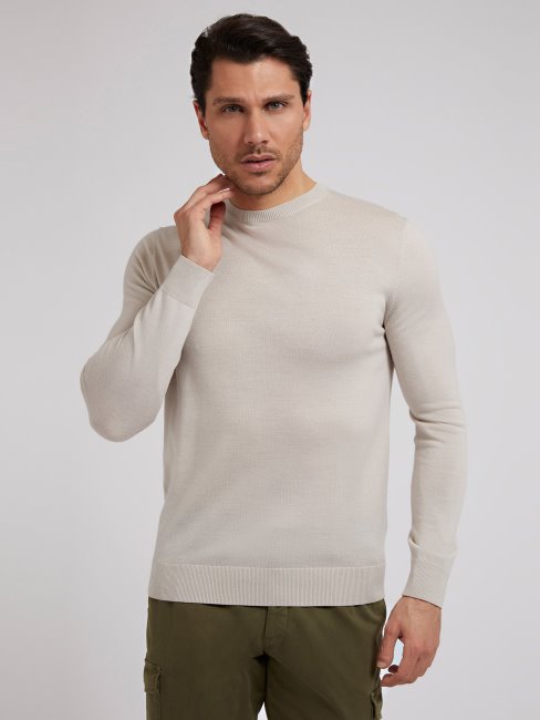 Pull En Laine à Col Rond Marciano Gris Guess