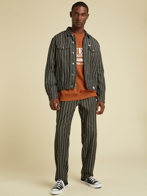 Veste En Jean Slim à Rayures Noires Guess